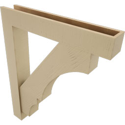 Ekena Millwork - BKTUR0554X34X42BOA05RCPR - Timberthane Faux Wood Balboa Style Bracket w/ Offset Brace, Block Ends, 5 1/2"W x 34"D x 42"H, Primed Tan