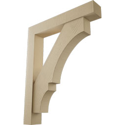 Ekena Millwork - BKTUR0554X34X42BOA05RCPR - Timberthane Faux Wood Balboa Style Bracket w/ Offset Brace, Block Ends, 5 1/2"W x 34"D x 42"H, Primed Tan