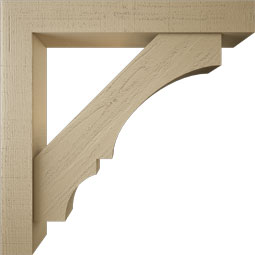Ekena Millwork - BKTUR0554X36X36BOA05RCPR - Timberthane Faux Wood Balboa Style Bracket w/ Offset Brace, Block Ends, 5 1/2"W x 36"D x 36"H, Primed Tan