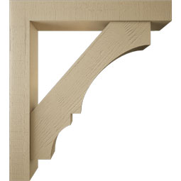 Ekena Millwork - BKTUR0554X36X40BOA05RCPR - Timberthane Faux Wood Balboa Style Bracket w/ Offset Brace, Block Ends, 5 1/2"W x 36"D x 40"H, Primed Tan