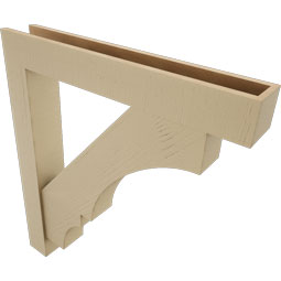 Ekena Millwork - BKTUR0554X36X40BOA05RCPR - Timberthane Faux Wood Balboa Style Bracket w/ Offset Brace, Block Ends, 5 1/2"W x 36"D x 40"H, Primed Tan