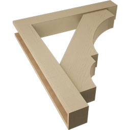 Ekena Millwork - BKTUR0554X36X40BOA05RCPR - Timberthane Faux Wood Balboa Style Bracket w/ Offset Brace, Block Ends, 5 1/2"W x 36"D x 40"H, Primed Tan