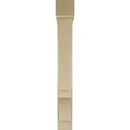 Ekena Millwork - BKTUR0554X36X44BOA05RCPR - Timberthane Faux Wood Balboa Style Bracket w/ Offset Brace, Block Ends, 5 1/2"W x 36"D x 44"H, Primed Tan