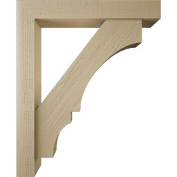 Ekena Millwork - BKTUR0554X36X44BOA05RCPR - Timberthane Faux Wood Balboa Style Bracket w/ Offset Brace, Block Ends, 5 1/2"W x 36"D x 44"H, Primed Tan