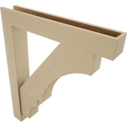 Ekena Millwork - BKTUR0554X36X44BOA05RCPR - Timberthane Faux Wood Balboa Style Bracket w/ Offset Brace, Block Ends, 5 1/2"W x 36"D x 44"H, Primed Tan