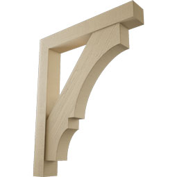 Ekena Millwork - BKTUR0554X36X44BOA05RCPR - Timberthane Faux Wood Balboa Style Bracket w/ Offset Brace, Block Ends, 5 1/2"W x 36"D x 44"H, Primed Tan