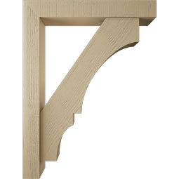 Ekena Millwork - BKTUR0554X36X48BOA05RCPR - Timberthane Faux Wood Balboa Style Bracket w/ Offset Brace, Block Ends, 5 1/2"W x 36"D x 48"H, Primed Tan