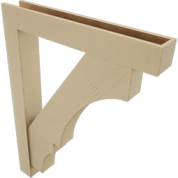 Ekena Millwork - BKTUR0554X36X48BOA05RCPR - Timberthane Faux Wood Balboa Style Bracket w/ Offset Brace, Block Ends, 5 1/2"W x 36"D x 48"H, Primed Tan