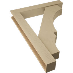 Ekena Millwork - BKTUR0554X36X48BOA05RCPR - Timberthane Faux Wood Balboa Style Bracket w/ Offset Brace, Block Ends, 5 1/2"W x 36"D x 48"H, Primed Tan