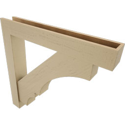 Ekena Millwork - BKTUR0554X38X38BOA05RCPR - Timberthane Faux Wood Balboa Style Bracket w/ Offset Brace, Block Ends, 5 1/2"W x 38"D x 38"H, Primed Tan