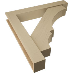 Ekena Millwork - BKTUR0554X38X38BOA05RCPR - Timberthane Faux Wood Balboa Style Bracket w/ Offset Brace, Block Ends, 5 1/2"W x 38"D x 38"H, Primed Tan