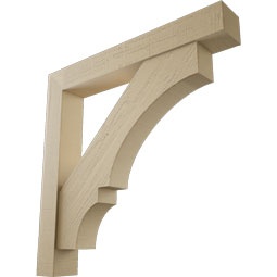 Ekena Millwork - BKTUR0554X38X38BOA05RCPR - Timberthane Faux Wood Balboa Style Bracket w/ Offset Brace, Block Ends, 5 1/2"W x 38"D x 38"H, Primed Tan