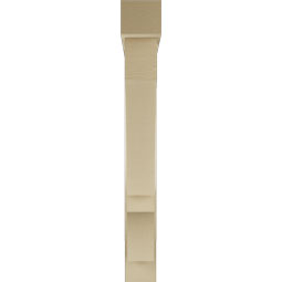 Ekena Millwork - BKTUR0554X38X44BOA05RCPR - Timberthane Faux Wood Balboa Style Bracket w/ Offset Brace, Block Ends, 5 1/2"W x 38"D x 44"H, Primed Tan