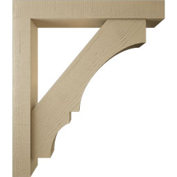 Ekena Millwork - BKTUR0554X38X44BOA05RCPR - Timberthane Faux Wood Balboa Style Bracket w/ Offset Brace, Block Ends, 5 1/2"W x 38"D x 44"H, Primed Tan