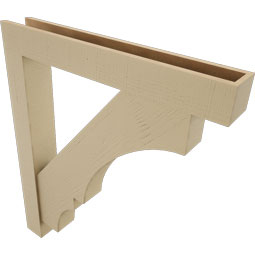 Ekena Millwork - BKTUR0554X38X44BOA05RCPR - Timberthane Faux Wood Balboa Style Bracket w/ Offset Brace, Block Ends, 5 1/2"W x 38"D x 44"H, Primed Tan