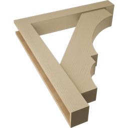 Ekena Millwork - BKTUR0554X38X44BOA05RCPR - Timberthane Faux Wood Balboa Style Bracket w/ Offset Brace, Block Ends, 5 1/2"W x 38"D x 44"H, Primed Tan