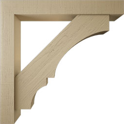 Ekena Millwork - BKTUR0554X40X40BOA05RCPR - Timberthane Faux Wood Balboa Style Bracket w/ Offset Brace, Block Ends, 5 1/2"W x 40"D x 40"H, Primed Tan