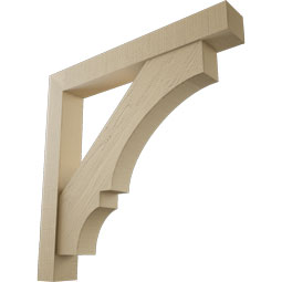 Ekena Millwork - BKTUR0554X40X40BOA05RCPR - Timberthane Faux Wood Balboa Style Bracket w/ Offset Brace, Block Ends, 5 1/2"W x 40"D x 40"H, Primed Tan