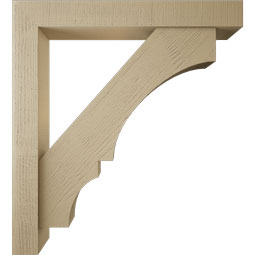 Ekena Millwork - BKTUR0554X40X44BOA05RCPR - Timberthane Faux Wood Balboa Style Bracket w/ Offset Brace, Block Ends, 5 1/2"W x 40"D x 44"H, Primed Tan
