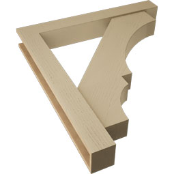 Ekena Millwork - BKTUR0554X40X44BOA05RCPR - Timberthane Faux Wood Balboa Style Bracket w/ Offset Brace, Block Ends, 5 1/2"W x 40"D x 44"H, Primed Tan