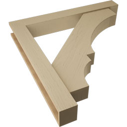 Ekena Millwork - BKTUR0554X42X42BOA05RCPR - Timberthane Faux Wood Balboa Style Bracket w/ Offset Brace, Block Ends, 5 1/2"W x 42"D x 42"H, Primed Tan