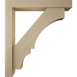 Ekena Millwork - BKTUR0554X42X48BOA05RCPR - Timberthane Faux Wood Balboa Style Bracket w/ Offset Brace, Block Ends, 5 1/2"W x 42"D x 48"H, Primed Tan