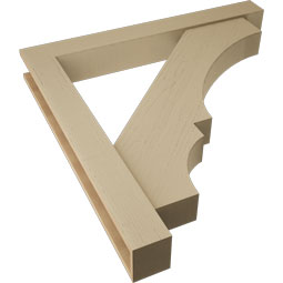 Ekena Millwork - BKTUR0554X44X44BOA05RCPR - Timberthane Faux Wood Balboa Style Bracket w/ Offset Brace, Block Ends, 5 1/2"W x 44"D x 44"H, Primed Tan