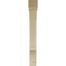 Ekena Millwork - BKTUR0554X46X46BOA05RCPR - Timberthane Faux Wood Balboa Style Bracket w/ Offset Brace, Block Ends, 5 1/2"W x 46"D x 46"H, Primed Tan