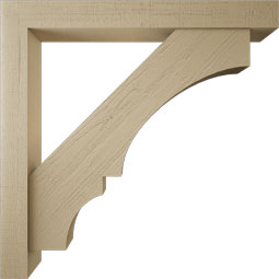 Ekena Millwork - BKTUR0554X46X46BOA05RCPR - Timberthane Faux Wood Balboa Style Bracket w/ Offset Brace, Block Ends, 5 1/2"W x 46"D x 46"H, Primed Tan