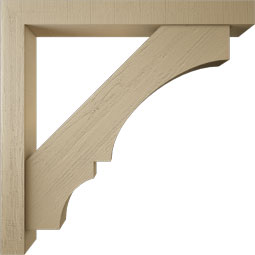 Ekena Millwork - BKTUR0554X48X48BOA05RCPR - Timberthane Faux Wood Balboa Style Bracket w/ Offset Brace, Block Ends, 5 1/2"W x 48"D x 48"H, Primed Tan