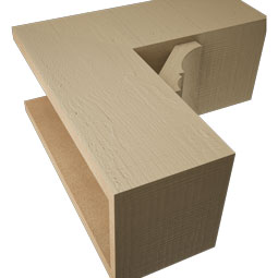Ekena Millwork - BKTUR0756X18X18BOA05RCPR - Timberthane Faux Wood Balboa Style Bracket w/ Offset Brace, Block Ends, 7 1/2"W x 18"D x 18"H, Primed Tan