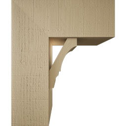Ekena Millwork - BKTUR0756X18X22BOA05RCPR - Timberthane Faux Wood Balboa Style Bracket w/ Offset Brace, Block Ends, 7 1/2"W x 18"D x 22"H, Primed Tan