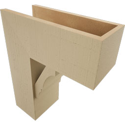 Ekena Millwork - BKTUR0756X18X22BOA05RCPR - Timberthane Faux Wood Balboa Style Bracket w/ Offset Brace, Block Ends, 7 1/2"W x 18"D x 22"H, Primed Tan