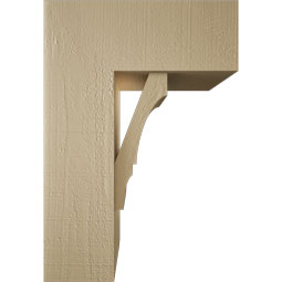 Ekena Millwork - BKTUR0756X18X26BOA05RCPR - Timberthane Faux Wood Balboa Style Bracket w/ Offset Brace, Block Ends, 7 1/2"W x 18"D x 26"H, Primed Tan