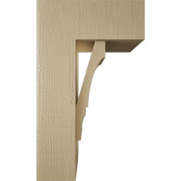 Ekena Millwork - BKTUR0756X18X30BOA05RCPR - Timberthane Faux Wood Balboa Style Bracket w/ Offset Brace, Block Ends, 7 1/2"W x 18"D x 30"H, Primed Tan