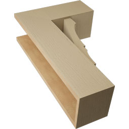Ekena Millwork - BKTUR0756X18X30BOA05RCPR - Timberthane Faux Wood Balboa Style Bracket w/ Offset Brace, Block Ends, 7 1/2"W x 18"D x 30"H, Primed Tan