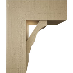 Ekena Millwork - BKTUR0756X20X24BOA05RCPR - Timberthane Faux Wood Balboa Style Bracket w/ Offset Brace, Block Ends, 7 1/2"W x 20"D x 24"H, Primed Tan