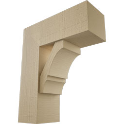 Ekena Millwork - BKTUR0756X20X24BOA05RCPR - Timberthane Faux Wood Balboa Style Bracket w/ Offset Brace, Block Ends, 7 1/2"W x 20"D x 24"H, Primed Tan