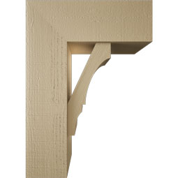 Ekena Millwork - BKTUR0756X20X28BOA05RCPR - Timberthane Faux Wood Balboa Style Bracket w/ Offset Brace, Block Ends, 7 1/2"W x 20"D x 28"H, Primed Tan