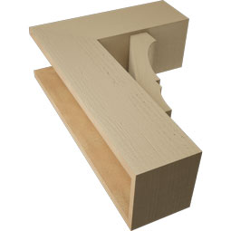 Ekena Millwork - BKTUR0756X20X28BOA05RCPR - Timberthane Faux Wood Balboa Style Bracket w/ Offset Brace, Block Ends, 7 1/2"W x 20"D x 28"H, Primed Tan