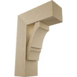 Ekena Millwork - BKTUR0756X20X28BOA05RCPR - Timberthane Faux Wood Balboa Style Bracket w/ Offset Brace, Block Ends, 7 1/2"W x 20"D x 28"H, Primed Tan