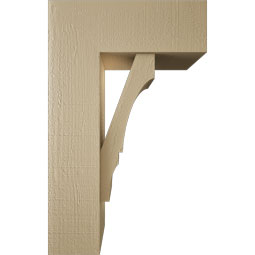 Ekena Millwork - BKTUR0756X20X32BOA05RCPR - Timberthane Faux Wood Balboa Style Bracket w/ Offset Brace, Block Ends, 7 1/2"W x 20"D x 32"H, Primed Tan