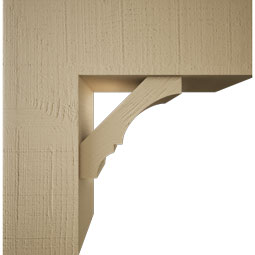 Ekena Millwork - BKTUR0756X22X22BOA05RCPR - Timberthane Faux Wood Balboa Style Bracket w/ Offset Brace, Block Ends, 7 1/2"W x 22"D x 22"H, Primed Tan