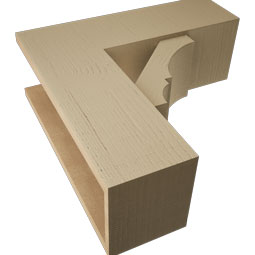Ekena Millwork - BKTUR0756X22X22BOA05RCPR - Timberthane Faux Wood Balboa Style Bracket w/ Offset Brace, Block Ends, 7 1/2"W x 22"D x 22"H, Primed Tan