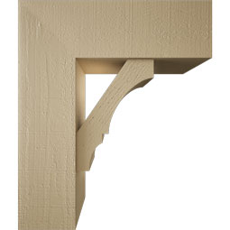 Ekena Millwork - BKTUR0756X22X26BOA05RCPR - Timberthane Faux Wood Balboa Style Bracket w/ Offset Brace, Block Ends, 7 1/2"W x 22"D x 26"H, Primed Tan