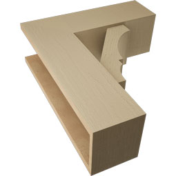 Ekena Millwork - BKTUR0756X22X26BOA05RCPR - Timberthane Faux Wood Balboa Style Bracket w/ Offset Brace, Block Ends, 7 1/2"W x 22"D x 26"H, Primed Tan