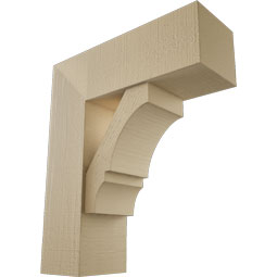 Ekena Millwork - BKTUR0756X22X26BOA05RCPR - Timberthane Faux Wood Balboa Style Bracket w/ Offset Brace, Block Ends, 7 1/2"W x 22"D x 26"H, Primed Tan