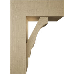 Ekena Millwork - BKTUR0756X22X30BOA05RCPR - Timberthane Faux Wood Balboa Style Bracket w/ Offset Brace, Block Ends, 7 1/2"W x 22"D x 30"H, Primed Tan