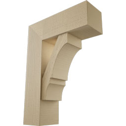 Ekena Millwork - BKTUR0756X22X30BOA05RCPR - Timberthane Faux Wood Balboa Style Bracket w/ Offset Brace, Block Ends, 7 1/2"W x 22"D x 30"H, Primed Tan