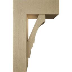 Ekena Millwork - BKTUR0756X22X34BOA05RCPR - Timberthane Faux Wood Balboa Style Bracket w/ Offset Brace, Block Ends, 7 1/2"W x 22"D x 34"H, Primed Tan